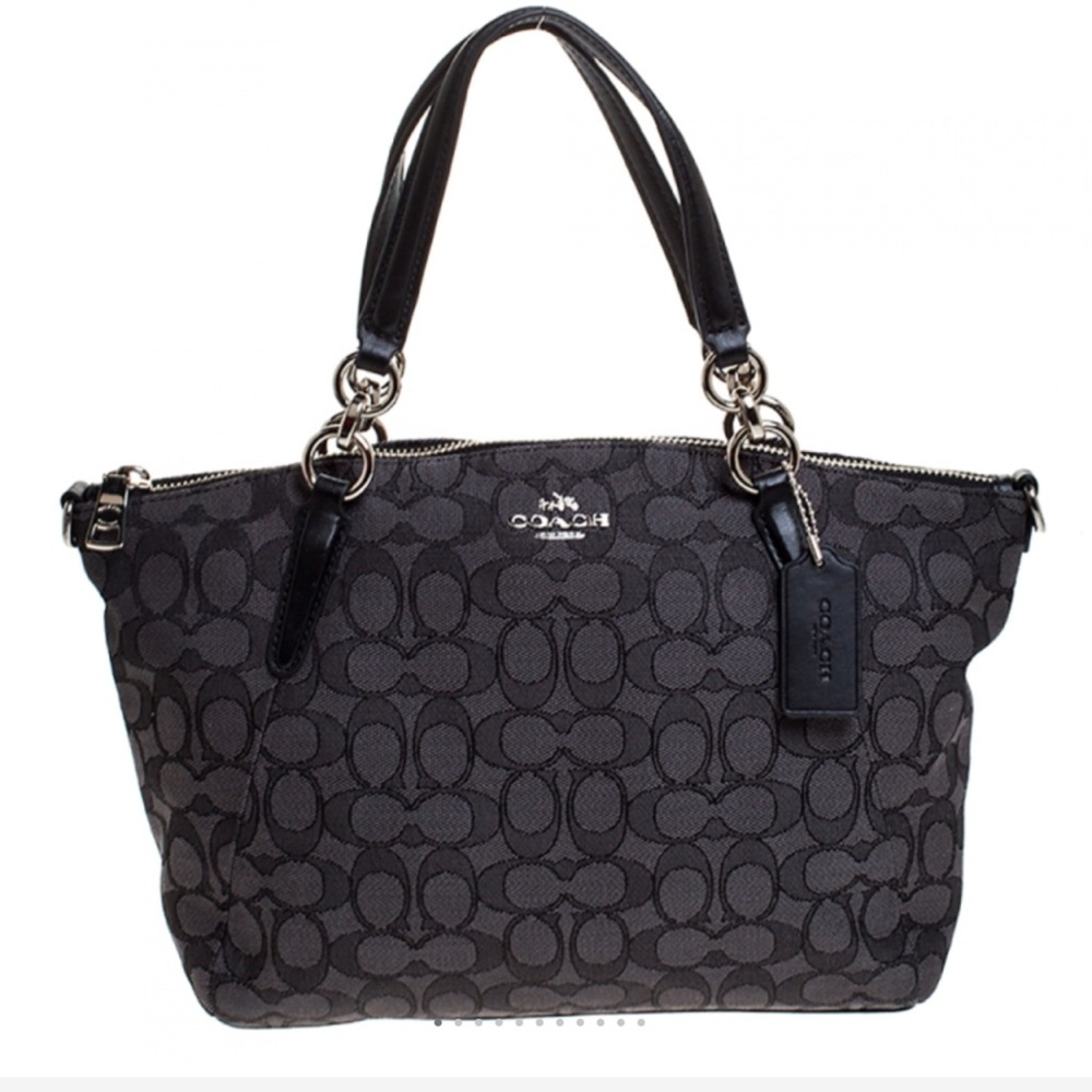 Coach Black Monogram Canvas Small Kelsey Satchel